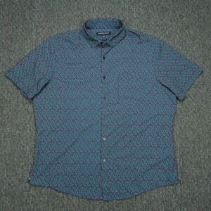 Mizzen Main Shirt Mens Large Blue Red Classic‎ Abstract Short Sleeve Performance